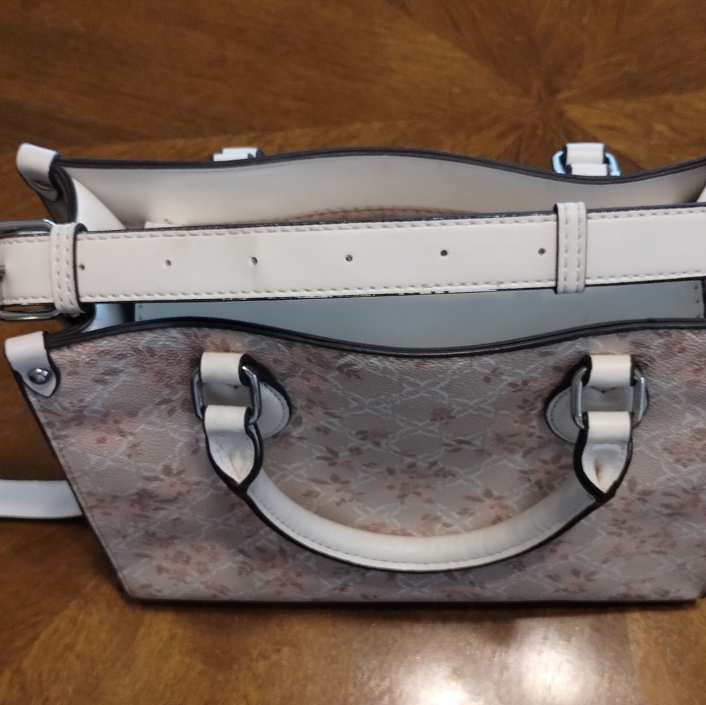 Nine West Chelsey Satchel Beige Pink Floral  Handle Adjustable Shoulder Strap - Picture 11 of 11